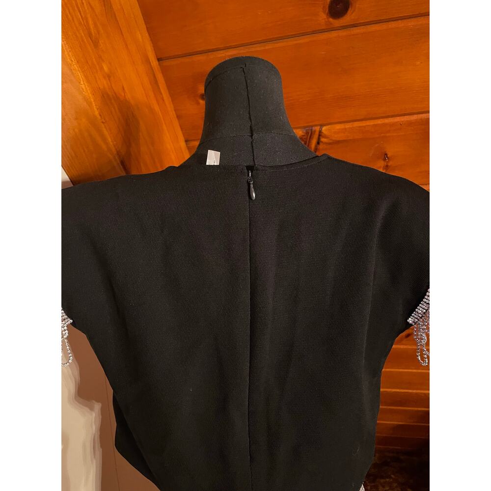 H&M Studio 2022 Black Cutout Mini Dress with Rhinestone Embellishments sz S - Picture 6 of 12